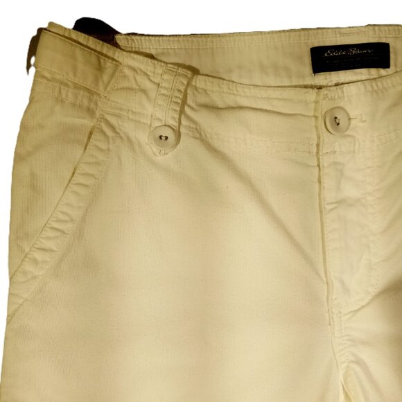 Eddie Bauer SHAW Pants  sz 8  White  Corduroy  Capris  Button detail Pockets GUC - Picture 5 of 12